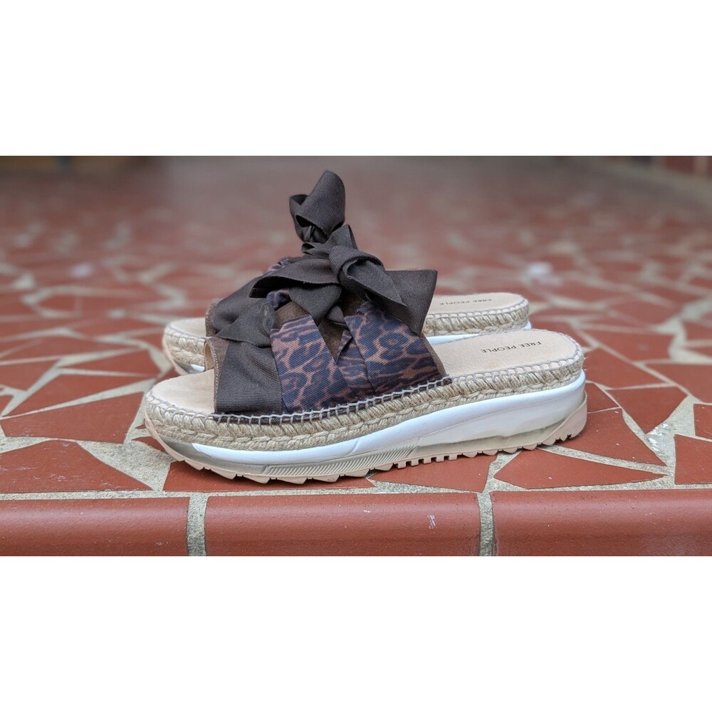 Free People Chapmin Ribbon Espadrilles Platform Sandals-Brown Suede-Sz 40/10